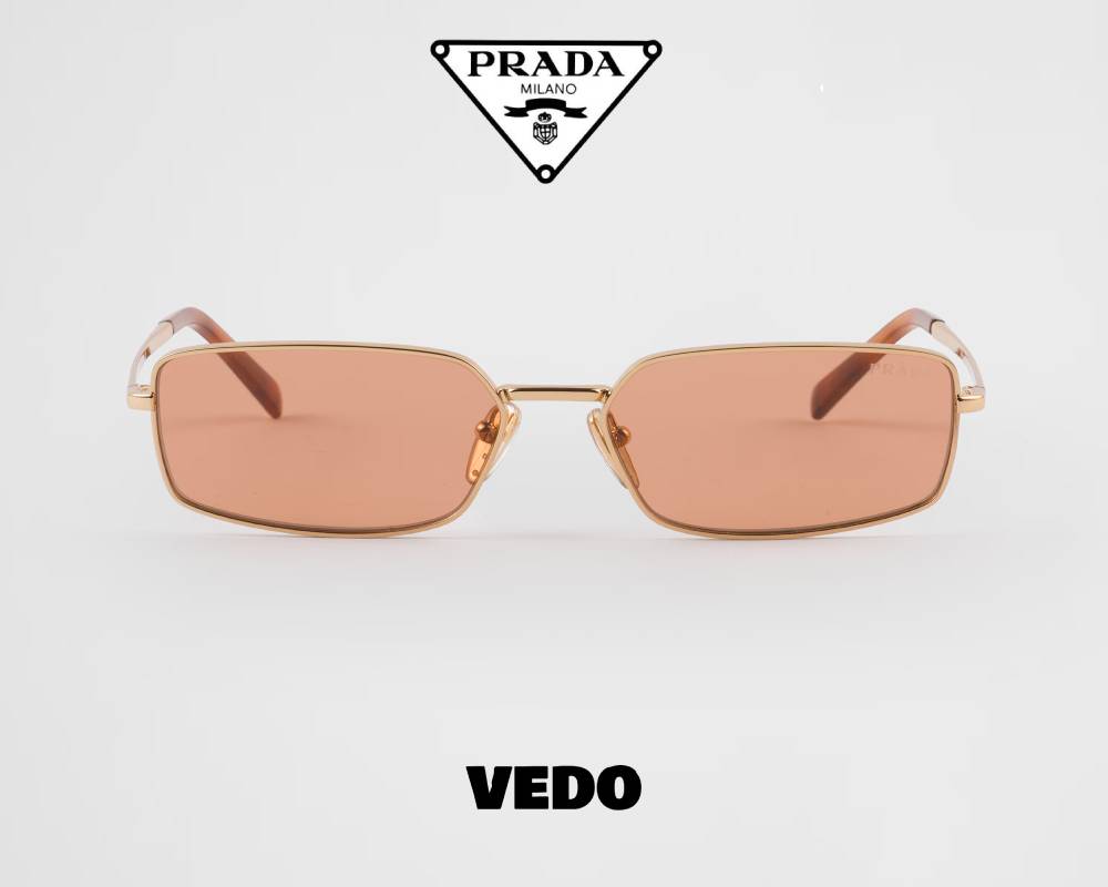 Gold metal rectangular sunglasses PRADA A60S vedosunglasses orange