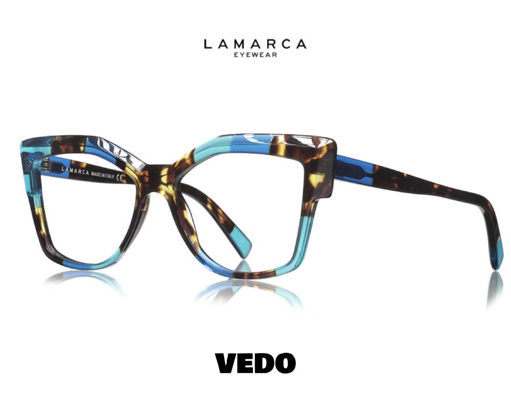 Squared cat eye eyeglasses LAMARCA Mosaico 148 vedosunglasses blue havana