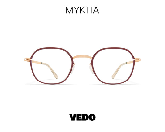 Square round eyeglasses MYKITA JES vedosunglasses.com cramberry gold