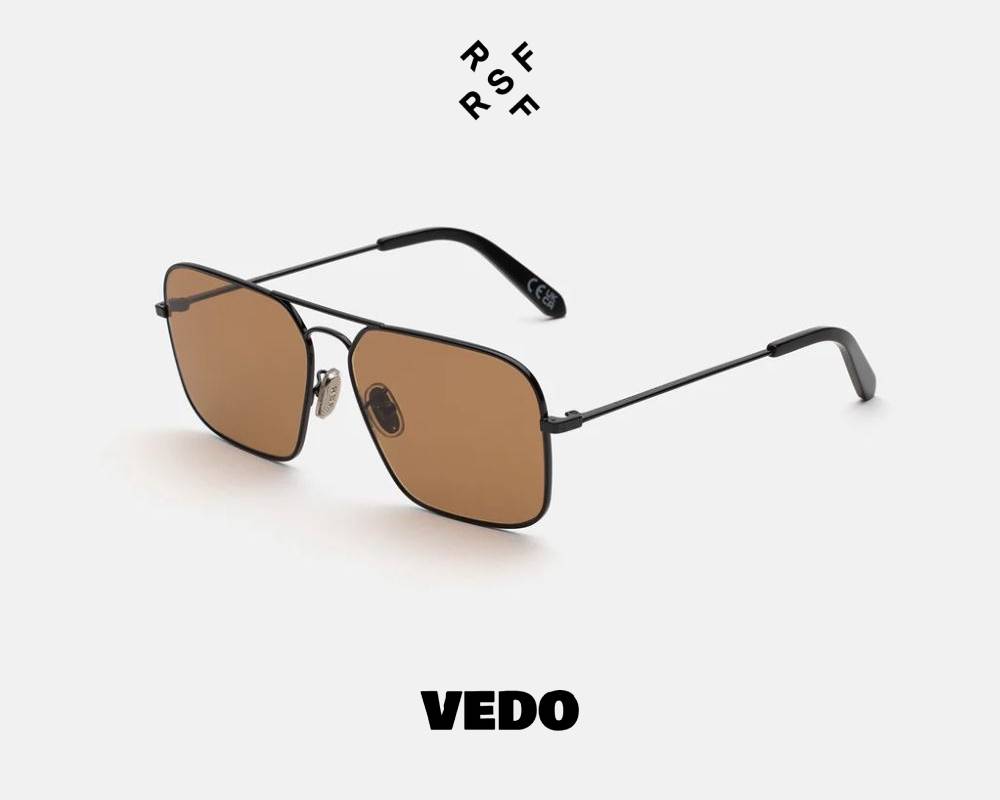 Square metal aviator sunglasses Retrosuperfuture IGGY vedosunglasses black brown