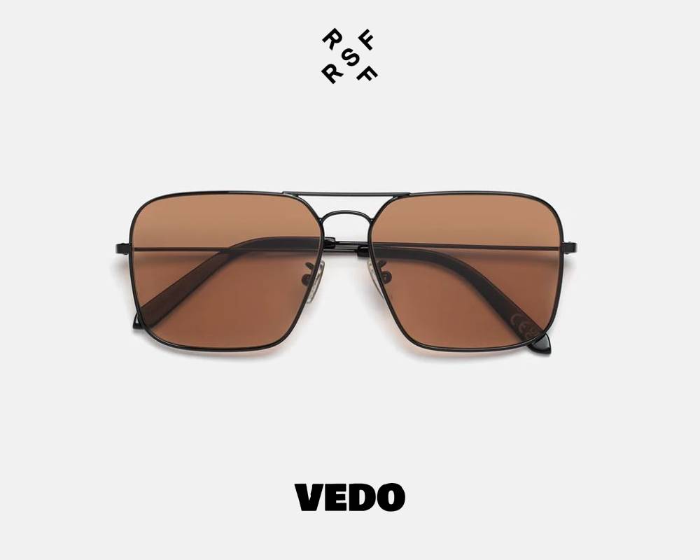 Square metal aviator sunglasses Retrosuperfuture IGGY vedosunglasses black brown