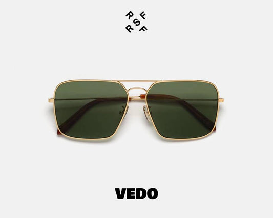 Square metal aviator sunglasses Retrosuperfuture IGGY vedosunglasses gold green 