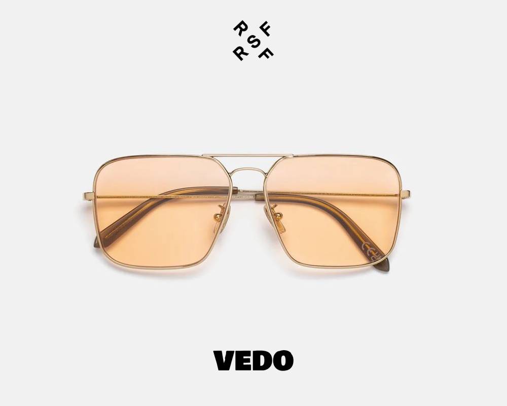 Square metal aviator sunglasses Retrosuperfuture IGGY vedosunglasses gold orange