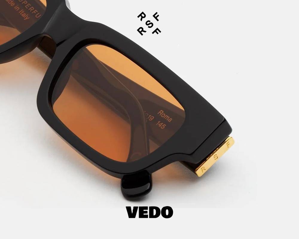 Rectangular vintage shape sunglasses Retrosuperfuture ROMA vedosunglasses black orange