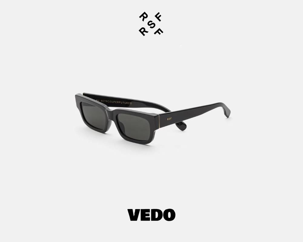 Rectangular vintage shape sunglasses Retrosuperfuture ROMA vedosunglasses black 