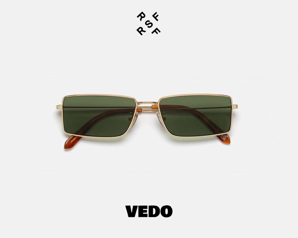 Minimal metal rectangular Retrosuperfuture RSF CHOPPER sunglasses vedosunglasses gold green