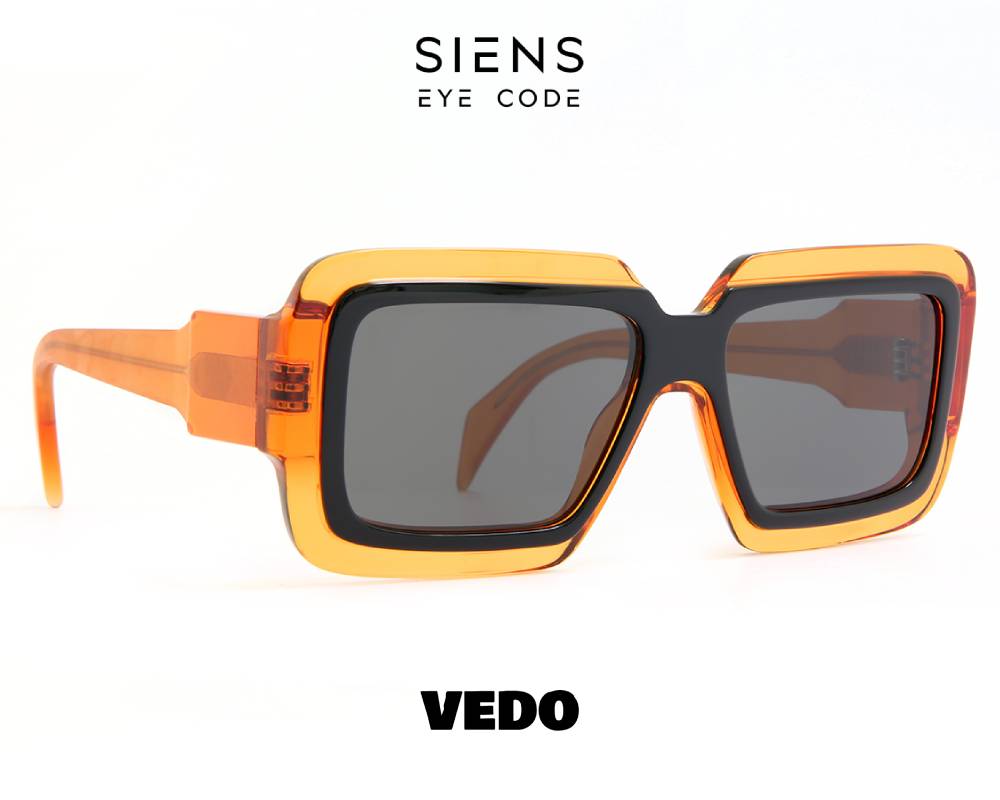 Oversize square sunglasses SINES EYE CODE 086 vedosunglasses.com orange black