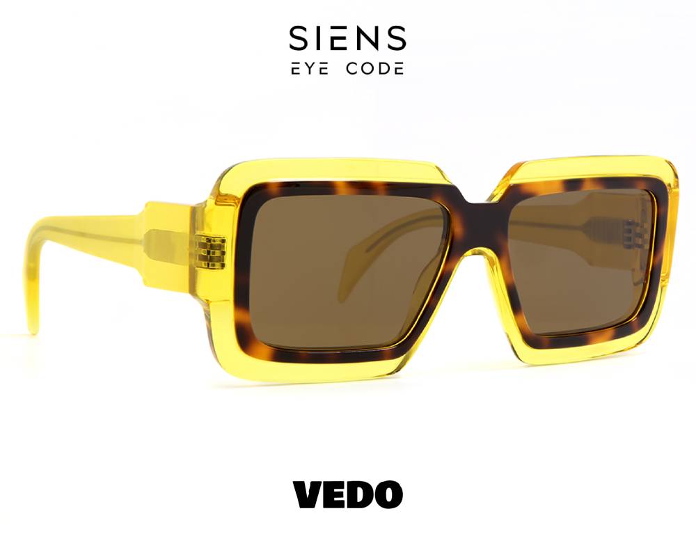 Oversize square sunglasses SINES EYE CODE 086 vedosunglasses.com yellow brown havana